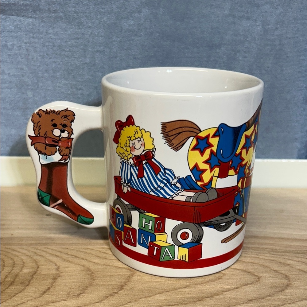 Christmas Holiday Coffee Mug Teddy Bear Jack In Box Toys Around Tree 12 oZ